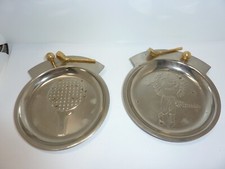 Vtg 2 Pocket Change Metal Trinket Tray/ Dish Brass Golf Club Putter and Ball