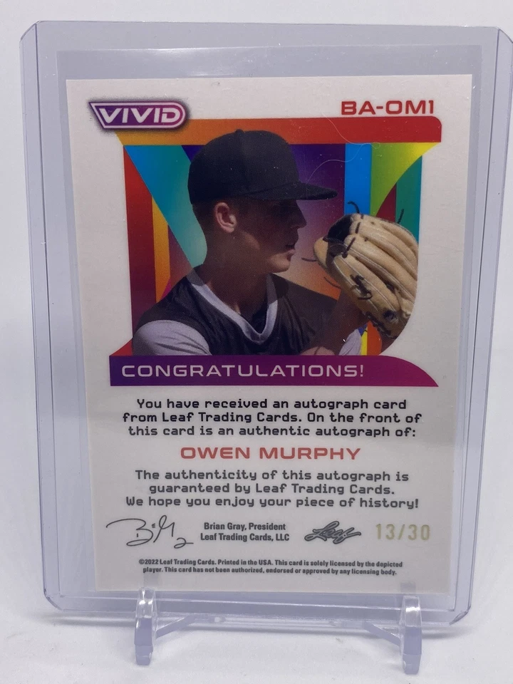 2022 Leaf Vivid Owen Murphy Blue Autograph 13/30 (529) - Image 3 of 4