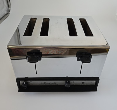 Vtg MCM Western Auto Sales Wizard 4 Slice Toaster Dual Reheat Toast Level Knobs