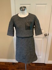 Madewell Gray Boiled Wool Short Sleeve Mini Dress w/ Pocket, Size XS