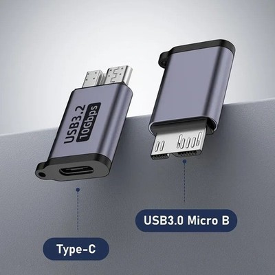 Micro B USB 3.0 Male to Type-C Female Adapter Fast Data Transfer HDD Connector