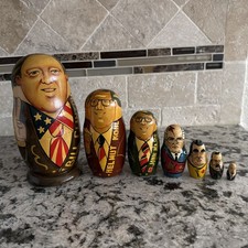 VTG Set of 7 Russian Soviet Political Leaders Nesting Dolls Hand Painted