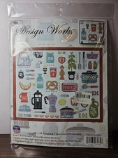 DESIGN WORKS COUNTED CROSS STITCH RETRO KITCHEN SAMPLER KIT #3434 SIZE 11" X 14"