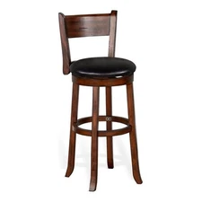 Sunny Designs 30" Tuscany Wood Swivel Barstool in Medium Brown (Set of 2)