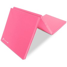 Tri-Fold Folding Exercise Mat Pink 2-Inch Thick Gymnastics Yoga Workout Pad