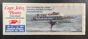 VINTAGE ~ Captain John Boats Plymouth, Mass 1985 Schedule & Guide Brochure