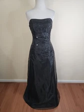 Vtg 90s M Studio Prom Dress Maxi Gown 6 Black Y2K Goth Whimsigoth Fairy Grunge