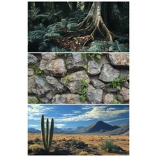3 Pack Reptile Terrarium Backgrounds, 36x18 Inches, Tropical  Desert Designs