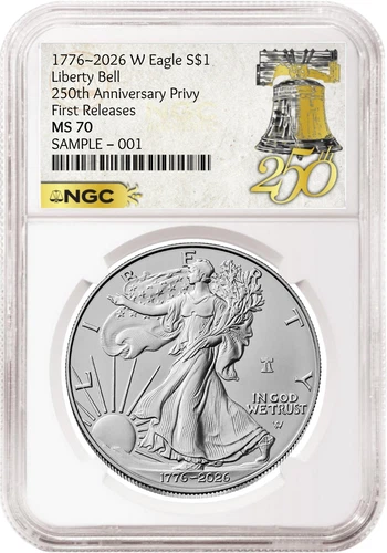 2026 W Enhanced Uncirculated Silver Eagle NGC MS 70 UC, FR 250th Bell Pre-sale 2