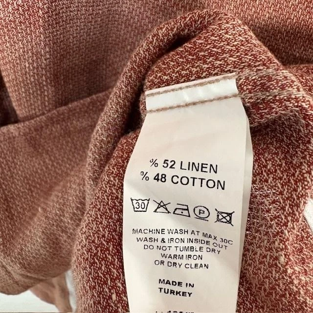 32 Bar Blues Shirt Mens Large Red Linen Cotton Short Sleeve Button Front Casual - Image 4 of 4