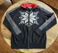 Lauren Ralph Lauren Active Full Zip Snowflake Sweater Base Layer Ski Aspres M