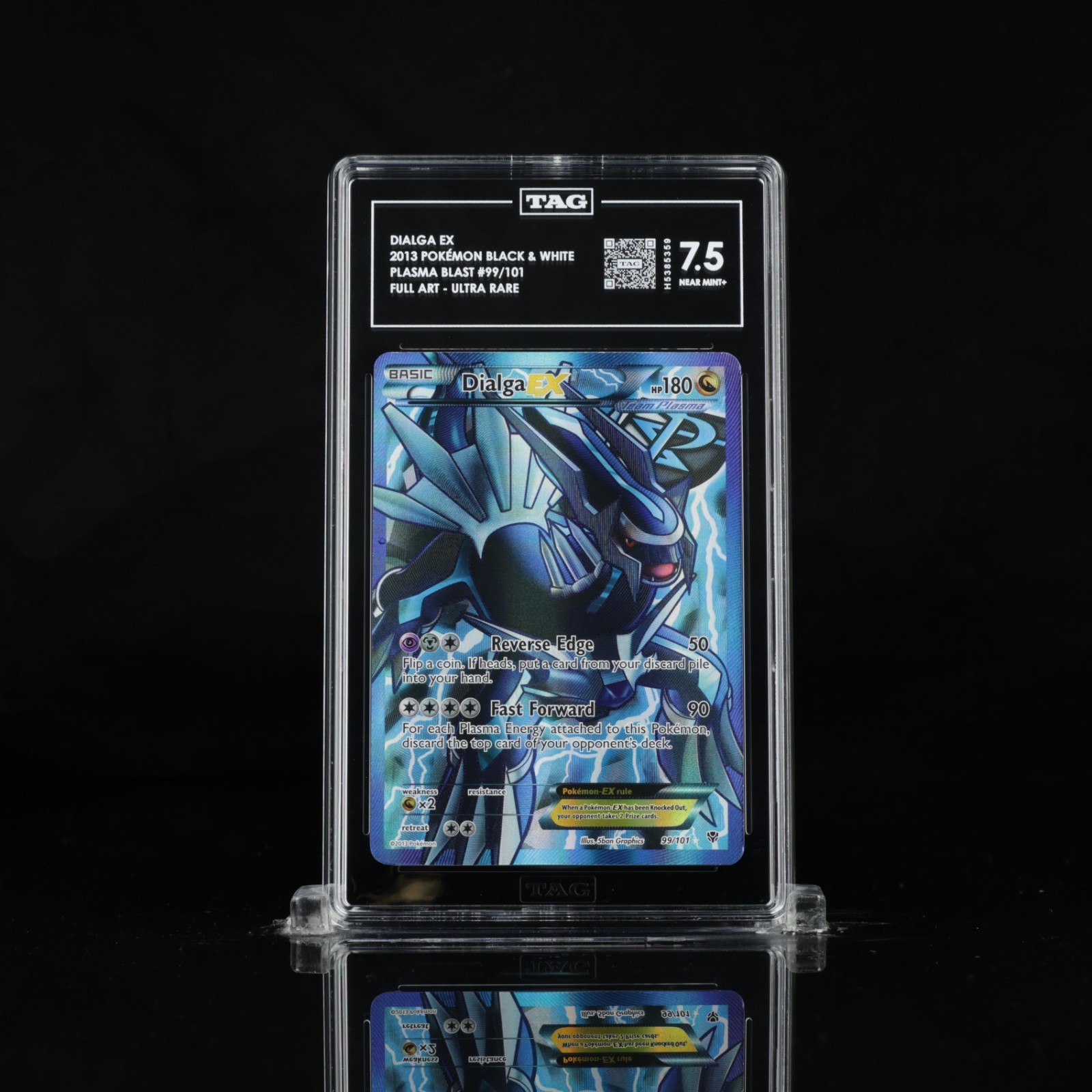 Dialga EX 99/101 Black & White Plasma Blast Full Art Pokemon Card Tag 7.5 Pop 5