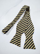 Brooks Brothersm Bow Blue Repp Yellow Striped Silk Self Made USA