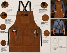 Genuine Leather Work Apron Blacksmith Cowhide Suede Workshop Woodworking Welding