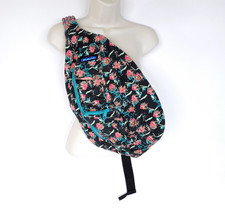 KAVU Sling Rope Crossbody Bag Patterned Black Green Orange Pink