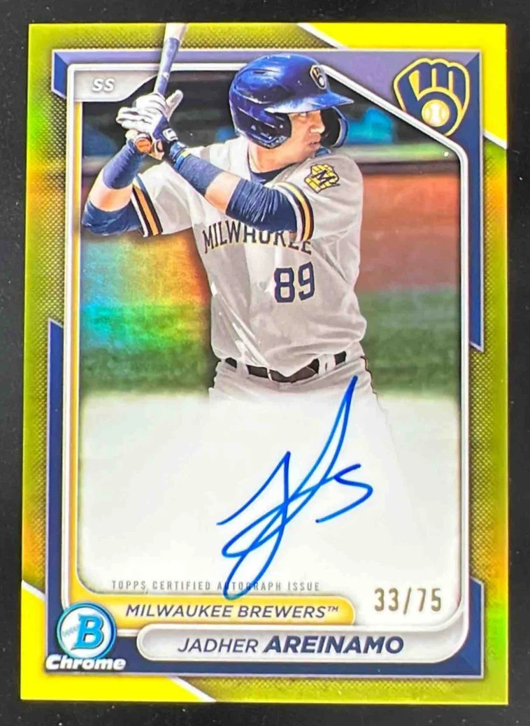 2024 Bowman Chrome Prospect Yellow Refractor #CPA-JA Jadher Areinamo Auto /75