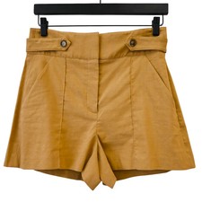 VERONICA BEARD Camel Linen-Blend Betty Shorts Size 6