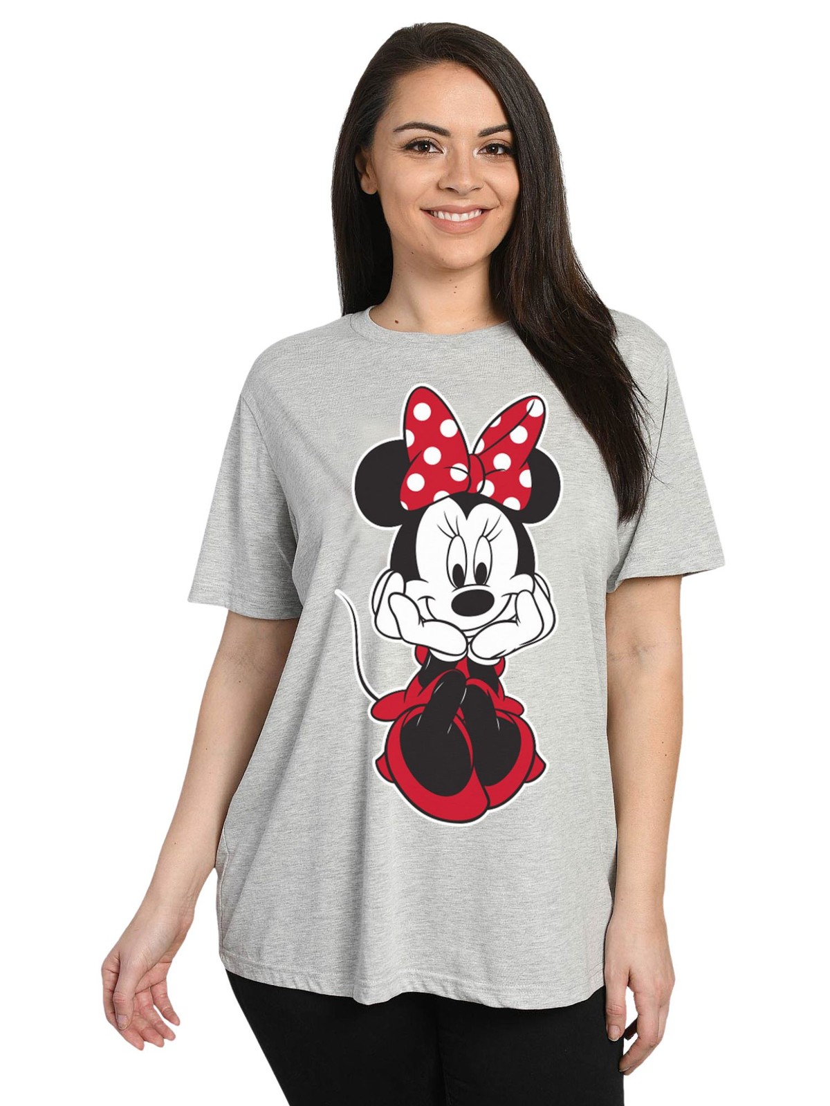 Disney Minnie Mouse T-Shirt Short Sleeve Gray Women's & Women's Plus