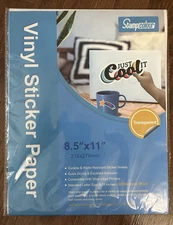 Premium Printable Vinyl Sticker Paper 8.5"x11" Inkjet Printer - 30 Sheets
