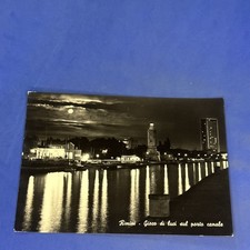 RIMINI GIOCO DI LUCI SUL PORTO CANALE Bianco e nero Cartolina