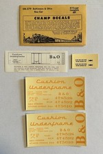 CHAMP O SCALE DECAL-BALTIMORE  OHIO/B O BOX CAR  CUSHIONED  BLUE w/YEL OB-379