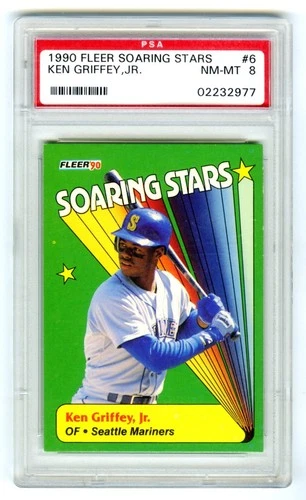 KEN GRIFFEY JR.~RARE POP 211~1990 FLEER SOARING STARS PSA-8 NM-MT 2ND YR CARD #6