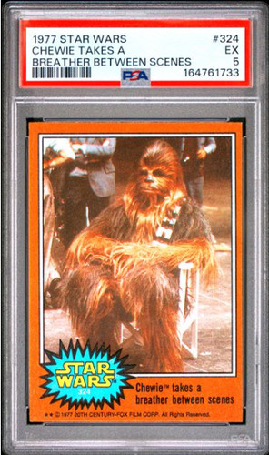 1977 Topps Star Wars #324 Chewie takes a breather between scenes — PSA 5