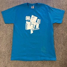 Fruit of the Loom T-Shirt Mens Medium Blue 4-H Camp Bristol Hills Graphic Tee