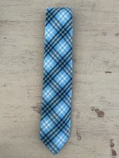 Neiman Marcus Hand Made in USA Check Print Cotton Tie in Blue (Multi)