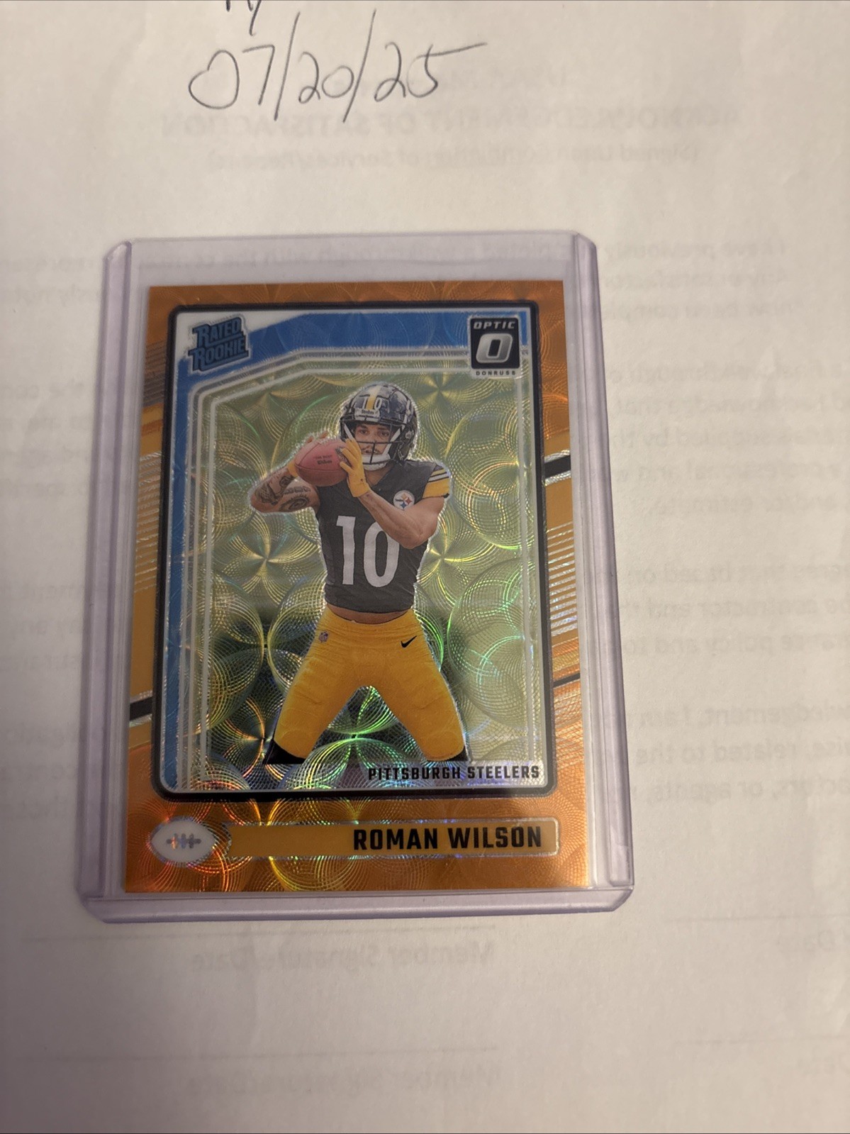 Roman Wilson 2024 Panini Donruss Optic #285 ORANGE SCOPE 61/79 RC Steelers
