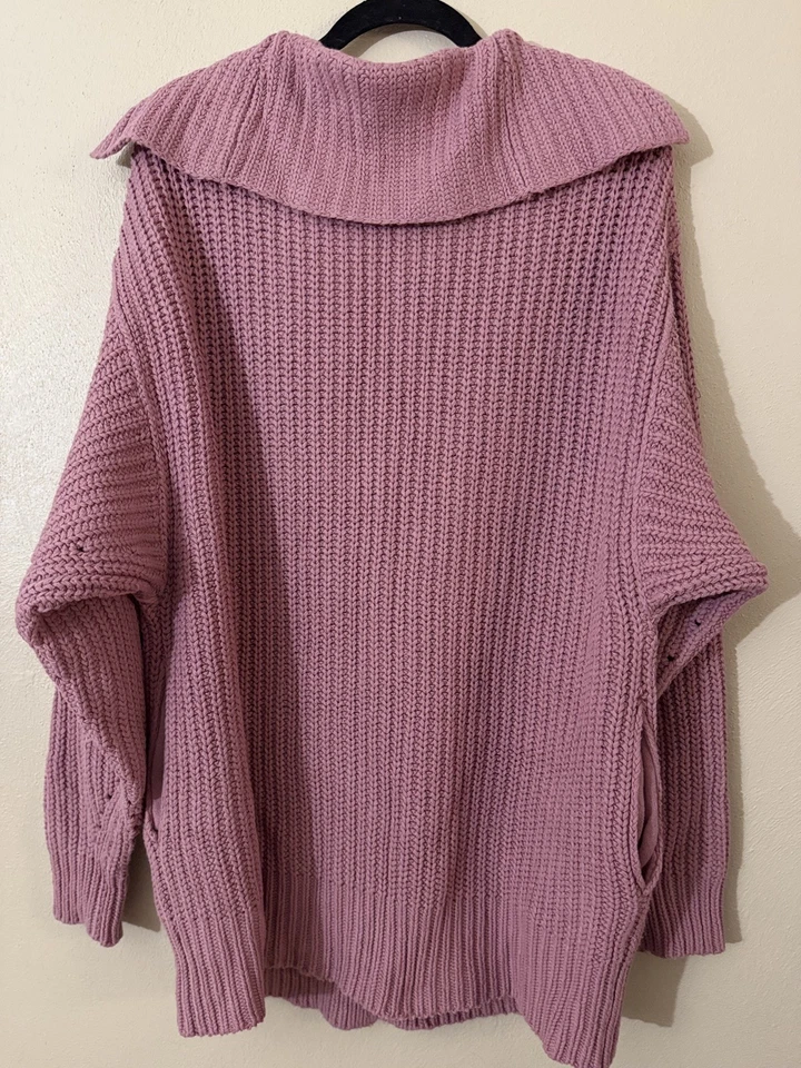 Cardi Free People Swim Too Deep rosa ahumado — talla XS de gran tamaño Foto 2 de 4