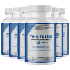 Tinnitus 911 Ear Ringing Relief Support Formula, Dietary Supplement - 6 Bottles