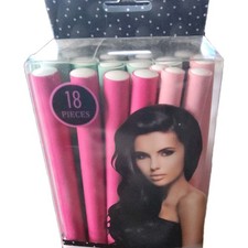 Flexible Bendy Rollers Rubber 18 Pieces Pink Green Hair Curling Set