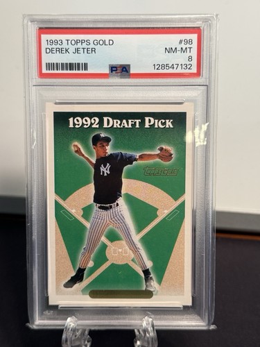 1993 TOPPS GOLD #98 DEREK JETER RC ROOKIE PSA GRADED NM-MT 8, ROOKIE