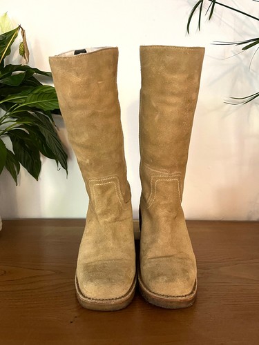 Fry Beige Suede Campus Style Boots UK 7 US 9 - Picture 8 of 13