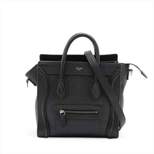 Celine Luggage Nano shopper Leather 2 Way Handbag Black