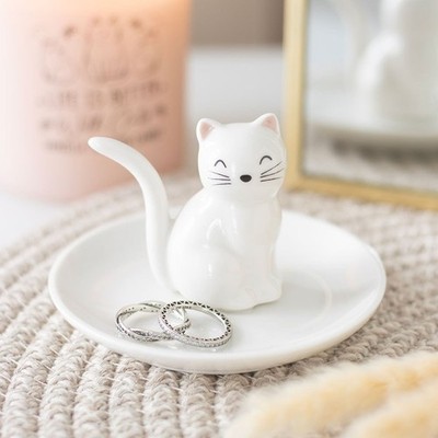 Something Different Wholesale SCHMUCKSCHALE weiße, sitzende Katze für Schmuck