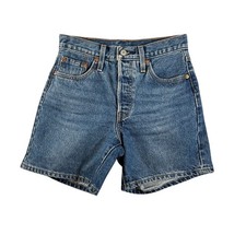Levi's 501 Women's Mid Thigh Denim Shorts Blue Button Fly High Rise W25