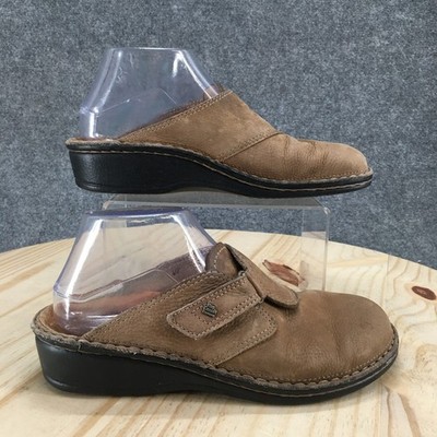 Finn Comfort Shoes Womens 40 D Venice Mule Clogs Brown Closed Toe Wegde Heels