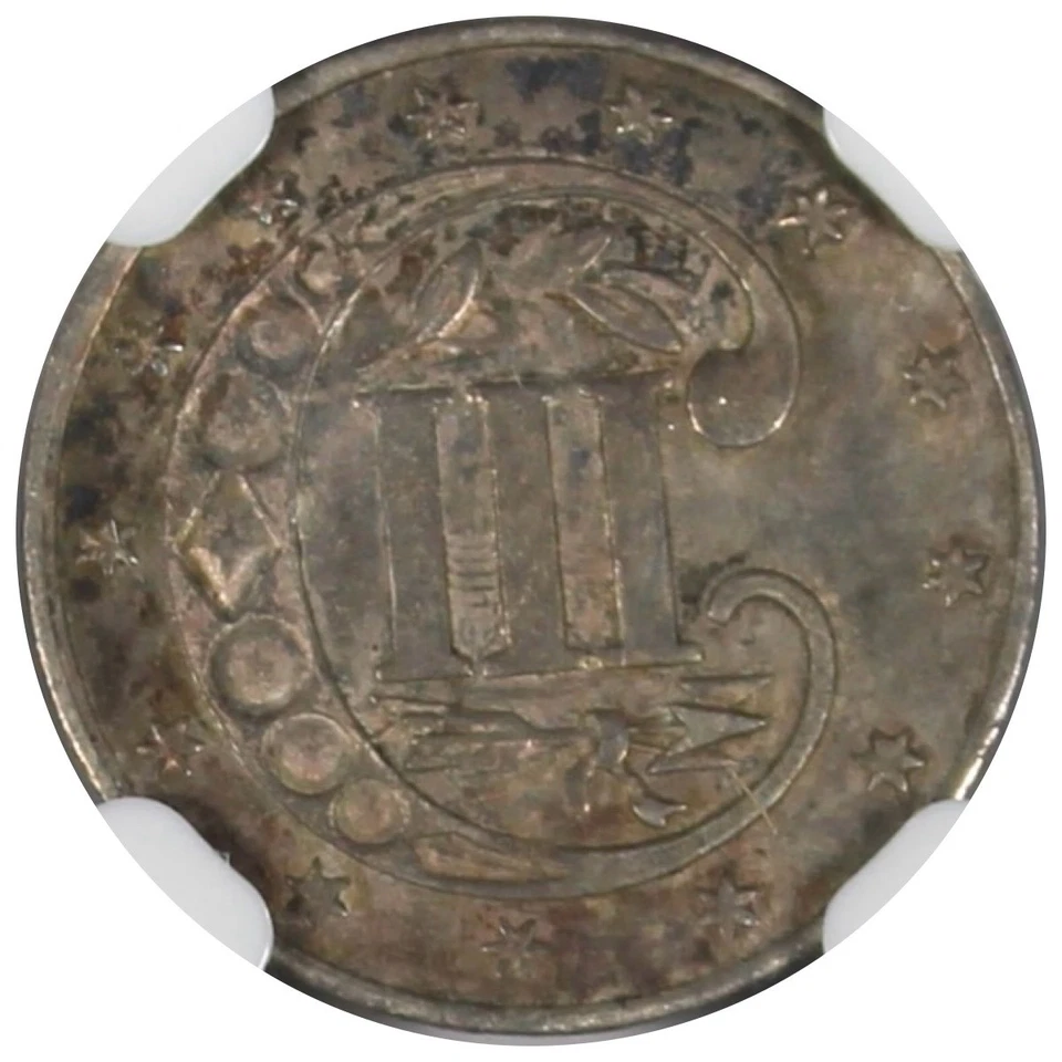 1861 Three Cent Silver NGC AU55 Circulated Civil War Date 3CS - Image 4 of 4