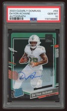 De'Von Achane 2023 Panini Clearly Donruss Autograph Rated Rookie #59 PSA 10 GEM
