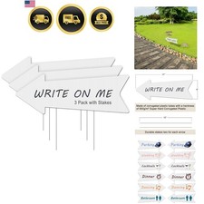 Blank Arrow Signs with Stakes 3 Pack Outdoor Wedding Party Yard Directional