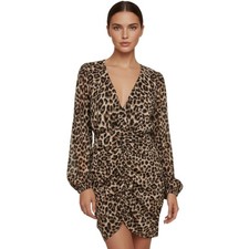 Asos Bodycon Leopard Dress 14 Brown Glam Party Baddie Y2K Indie Sleaze Clubwear