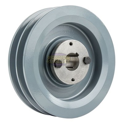 Cast Iron 6.25 '' Dual Groove Pulley Belt B Section 5L with 1'' Sheave Bushing