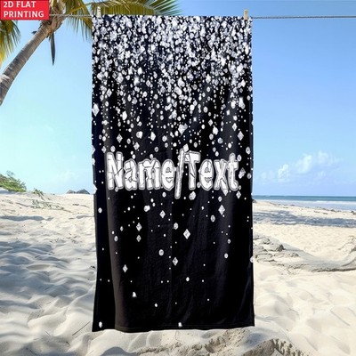 Customizable 2D Flat Beach Towel with a Silver Sparkle Curtain Effect, Designed