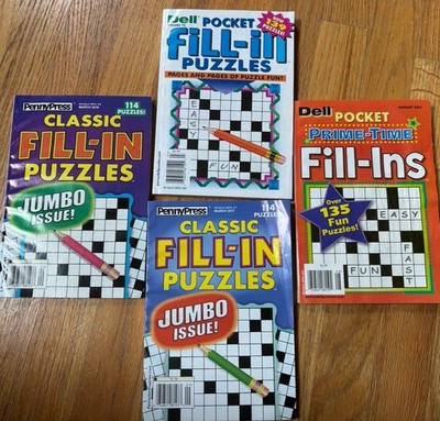 Dell Pocket & Classic Lot Of 4 Fill-In Puzzles Crossword New 9 x6  Softcover