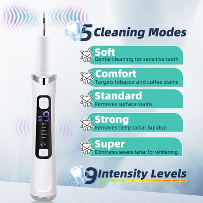 Ultrasonic Tooth Cleaner Dental Tartar Calculus Tartar Remover with 5 LED Light