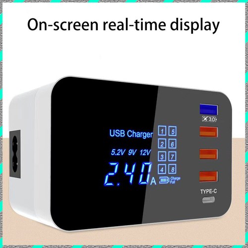 Multi-port charging USB+1QC3.0+1Type-c+ wireless desktop smart LCD display - Picture 7 of 13