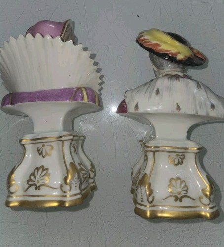 2 19th C. Antique Fine Porcelain Marguerite De Navarre Francois I Bust Figurines - Picture 6 of 15