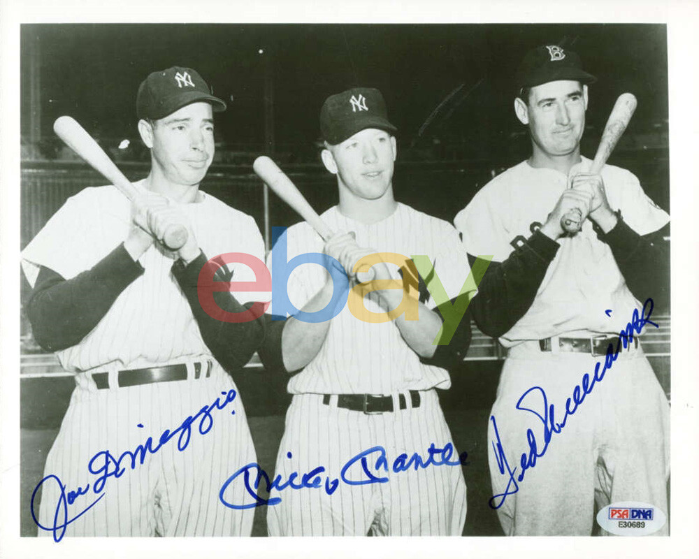 Mickey Mantle Ted Williams Joe DIMaggio Signed Autographed 8x10 Photo